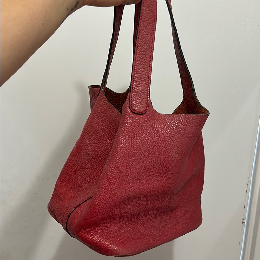 Elegant Red Leather Tote Bag